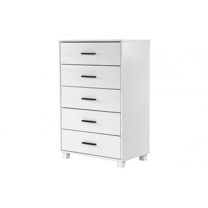 FaFurn Modern Farmhouse Solid 5 Drawers Chest - White, Wood