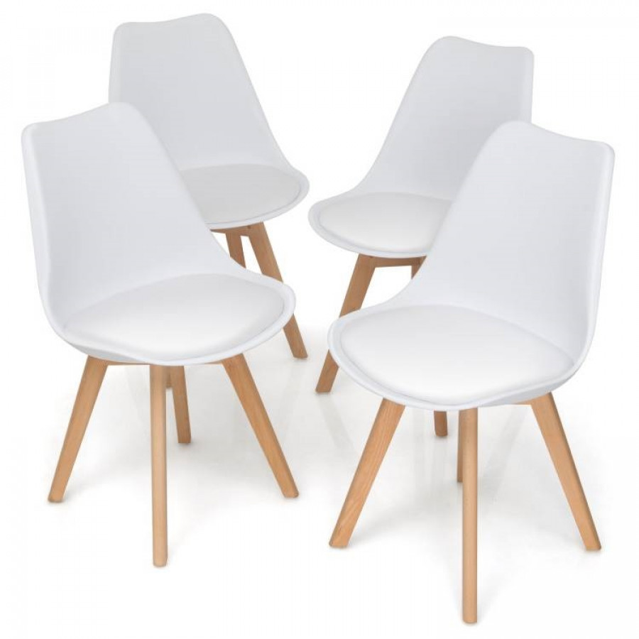 FaFurn - Set of 4 Modern Dining Chairs with Wood Legs
