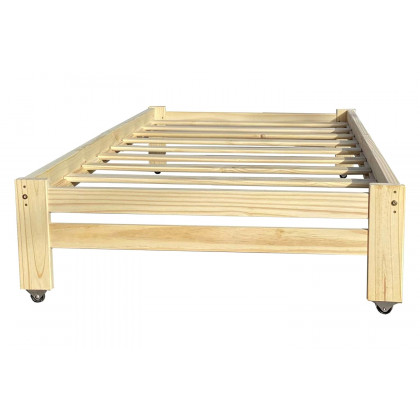 FaFurn - Twin Unfinished Solid Wood Platform Bed Frame with Casters Wheels