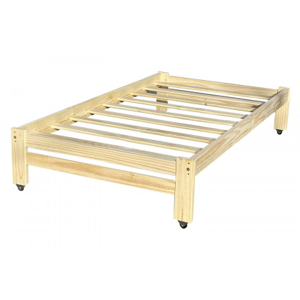 FaFurn - Twin Unfinished Solid Wood Platform Bed Frame with Casters Wheels