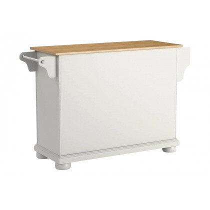 FaFurn - White Kitchen Island Storage Cabinet with Solid Wood Top