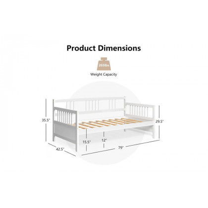 FaFurn Twin Size 2-In-1 Wood Daybed Frame Sofa Bed - White