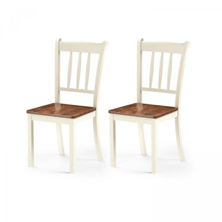 FaFurn - Set of 2 Mission Dining Chairs with Brown Seat