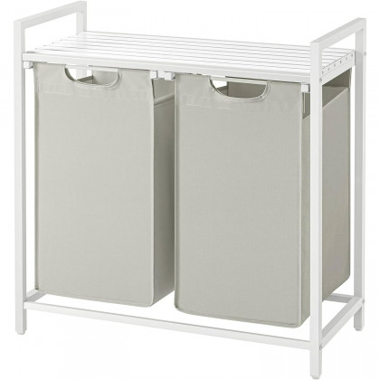 FaFurn - 2-Basket Laundry Hamper Sorter with Removable Bags and Top Storage Shelf