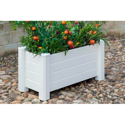 FaFurn - Outdoor Raised Garden Bed Planter Box in White, Vinyl