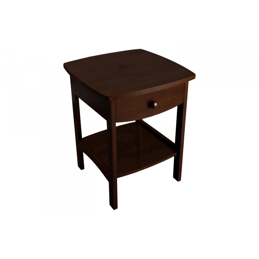 FaFurn - Walnut Finish Accent Table Nightstand with One Drawer