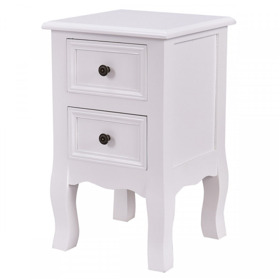 FaFurn - 2-Drawer Nightstand in White, Wood