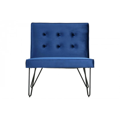 FaFurn Velvety Soft Upholstered Polyester Accent Chair with Black Metal Legs - Navy