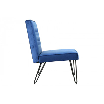 FaFurn Velvety Soft Upholstered Polyester Accent Chair with Black Metal Legs - Navy