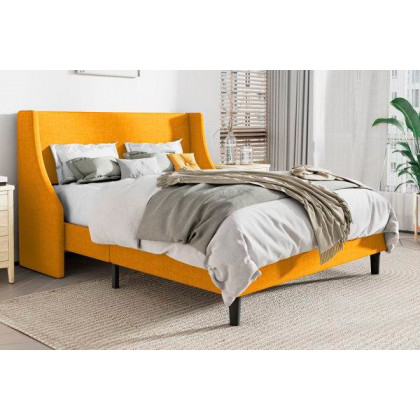 FaFurn - Platform Bed with Headboard Wingback (YLWBUPB42589613)