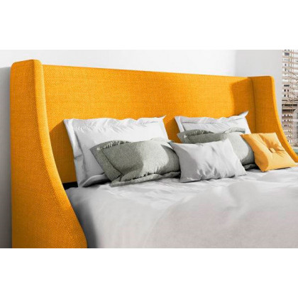FaFurn King Size Platform Bed with Headboard Wingback - Yellow, Fabric