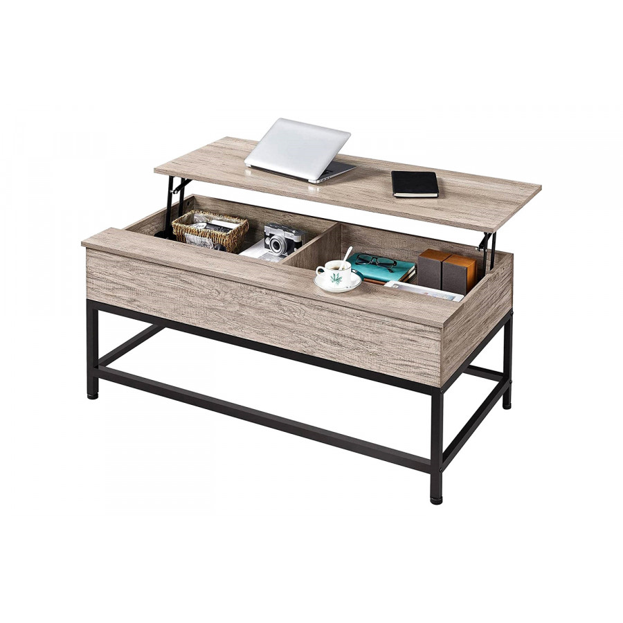 FaFurn - Modern Metal Wood Lift-Top Coffee Table Laptop Desk
