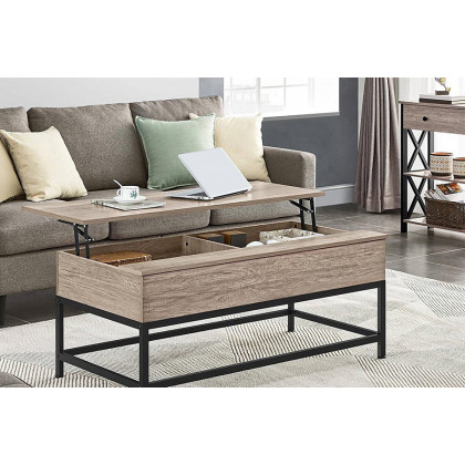 FaFurn - Modern Metal Wood Lift-Top Coffee Table Laptop Desk