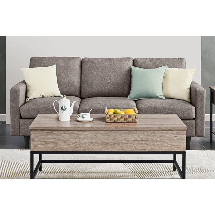 FaFurn Modern Metal Wood Lift-Top Coffee Table Laptop Desk - Gray/Black