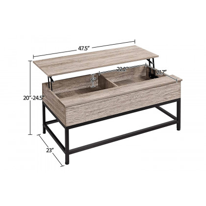 FaFurn Modern Metal Wood Lift-Top Coffee Table Laptop Desk - Gray/Black