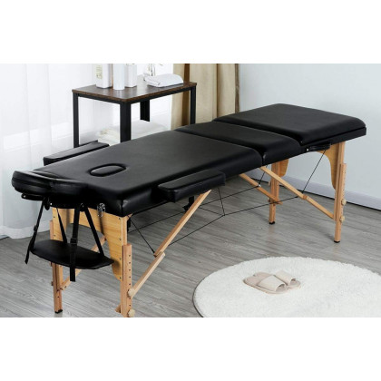 FaFurn - Black Adjustable Portable Massage/Tattoo Folding Elevated Table