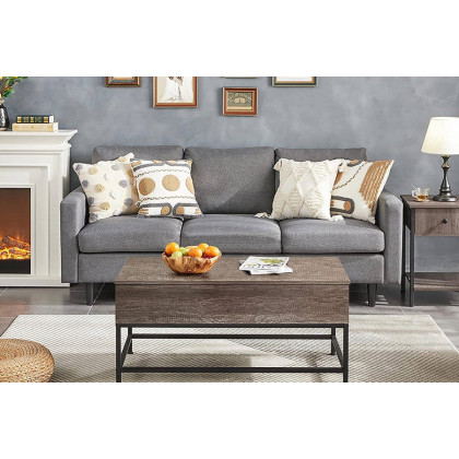 FaFurn Modern Metal Wood Lift-Top Coffee Table Laptop Desk - Rustic Taupe