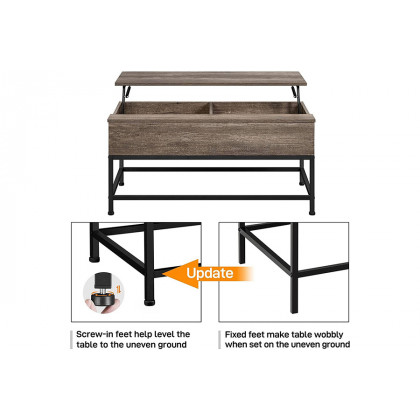FaFurn Modern Metal Wood Lift-Top Coffee Table Laptop Desk - Rustic Taupe