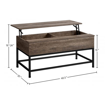 FaFurn Modern Metal Wood Lift-Top Coffee Table Laptop Desk - Rustic Taupe