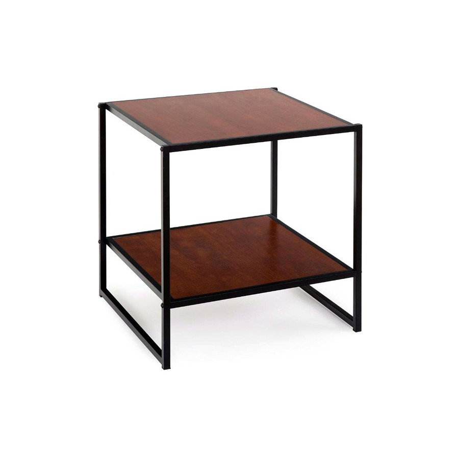 FaFurn - Modern Steel Frame End Table Nightstand in Brown