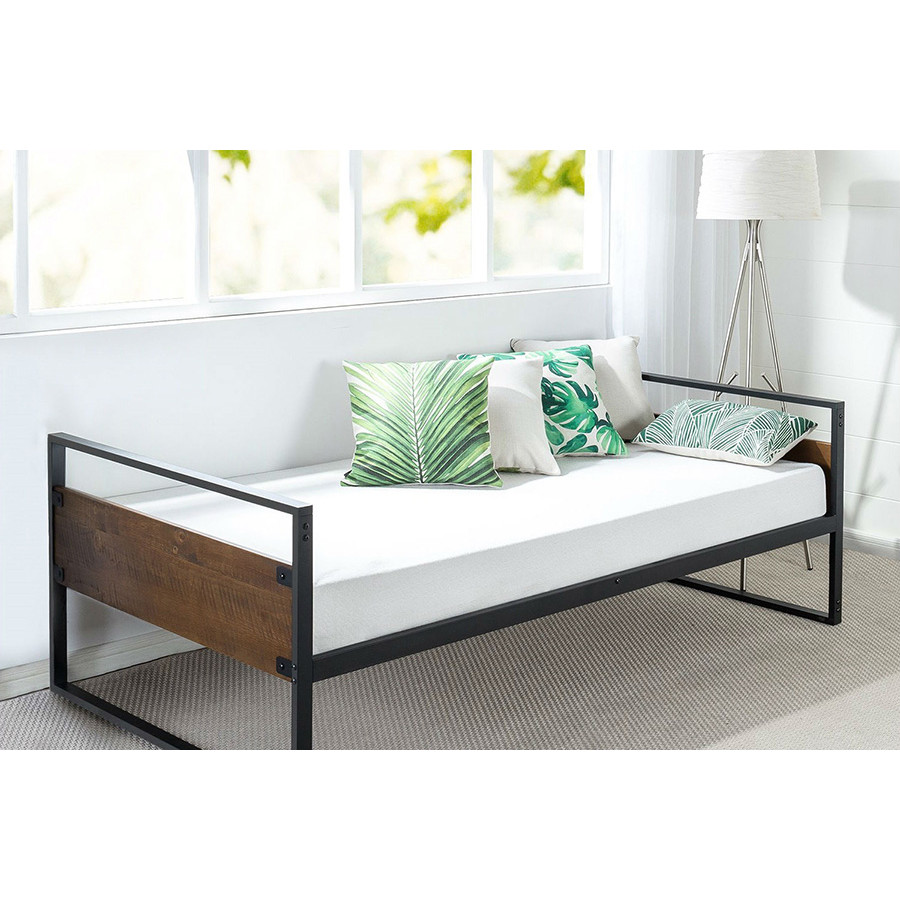 FaFurn - Twin Modern Wood Metal Daybed Frame with Steel Slats