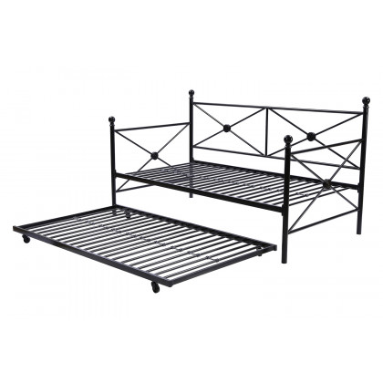 FaFurn - Twin Size Contemporary Daybed and Trundle Set in Black Metal Finish