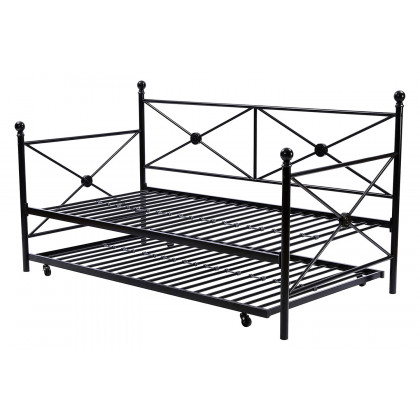 FaFurn - Twin Size Contemporary Daybed and Trundle Set in Black Metal Finish