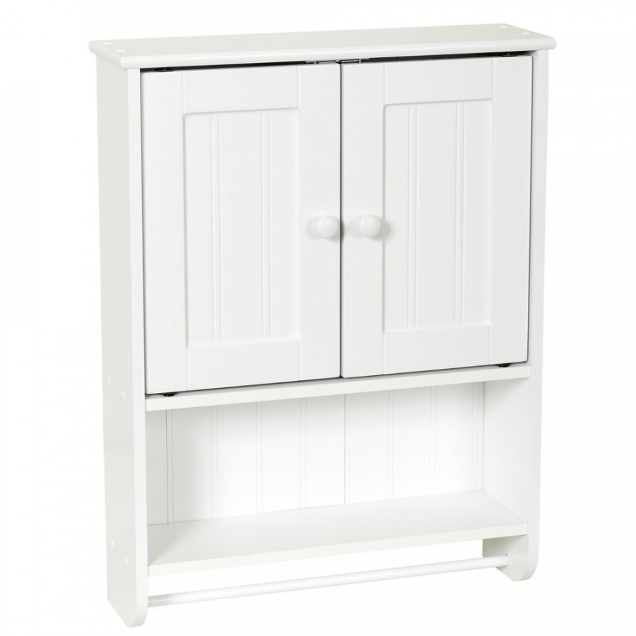 FaFurn - Bathroom Cabinet with Towel Bar in White, Wood