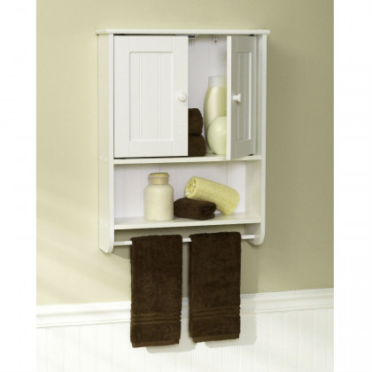 FaFurn - Bathroom Cabinet with Towel Bar in White, Wood