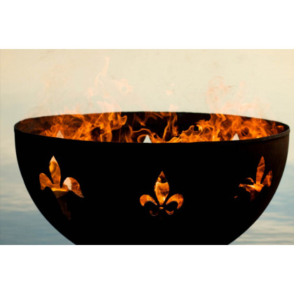 Fire Pit Art Fleur De Lis Liquid Propane - All Weather Electronic Ignition AWEIS - Iron Oxide Patina