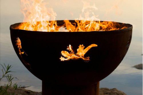 Fire Pit Art™ Kokopelli Wood Burning - Iron Oxide Patina