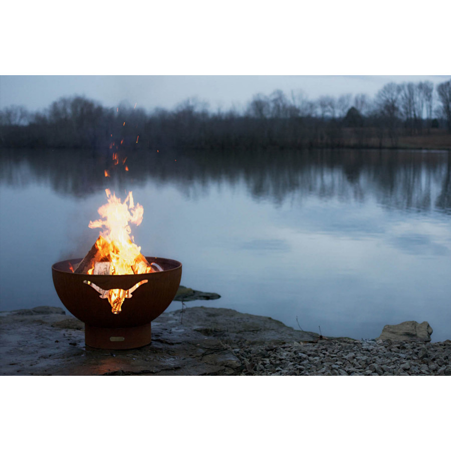 Fire Pit Art Longhorn Wood Burning - Iron Oxide Patina