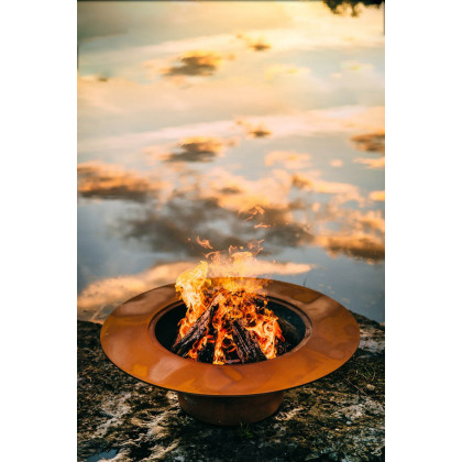 Fire Pit Art Magnum with Lid Natural Gas - Match Lit - Iron Oxide Patina