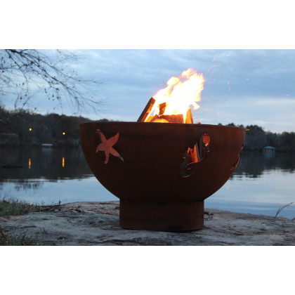 Fire Pit Art Sea Creatures Wood Burning - Iron Oxide Patina