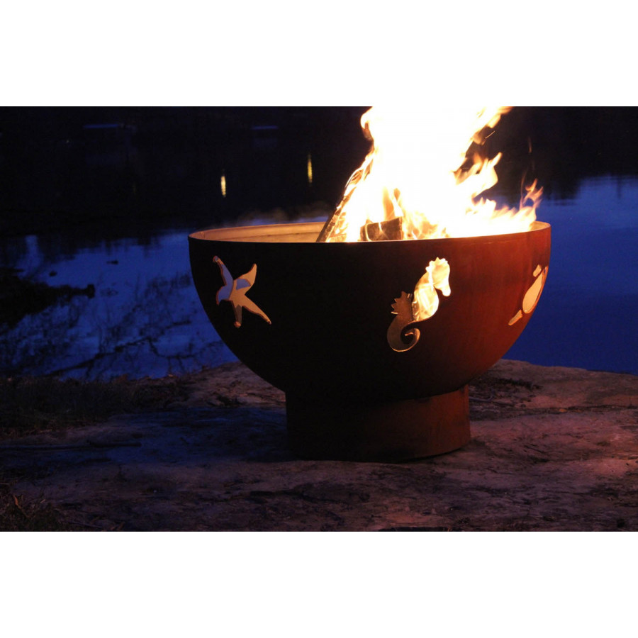 Fire Pit Art Sea Creatures Wood Burning - Iron Oxide Patina