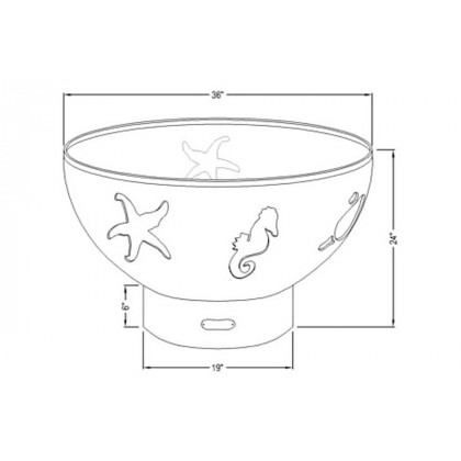 Fire Pit Art Sea Creatures Liquid Propane - Match Lit - Iron Oxide Patina