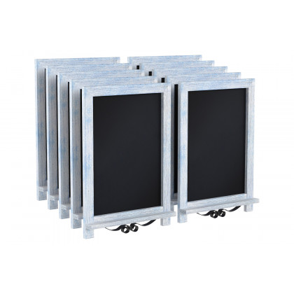 BLNK Canterbury Rustic Blue Tabletop Magnetic Chalkboards with Metal Scrolled Legs Set of 10 - 12"W x 17"H