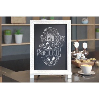 BLNK Canterbury Whitewashed Tabletop Magnetic Chalkboards with Metal Scrolled Legs Set of 10 - 12"W x 17"H