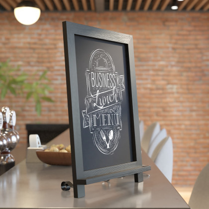 BLNK Canterbury Black Tabletop Magnetic Chalkboards with Metal Scrolled Legs Set of 10 - 12"W x 17"H
