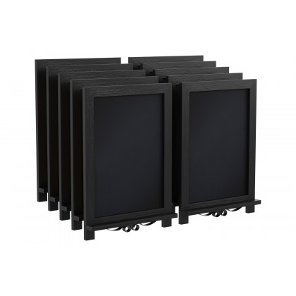BLNK Canterbury Black Tabletop Magnetic Chalkboards with Metal Scrolled Legs Set of 10 - 12"W x 17"H
