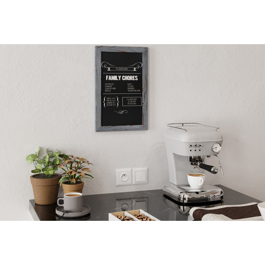 BLNK Canterbury Wall Mount Magnetic Chalkboard Sign Set of 10 - Rustic Gray