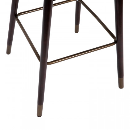 BLNK Margo Commercial LeatherSoft Mid-Back Modern Bar Stool with Walnut Finish Beechwood Legs and Curved Back Set of 2 - Black