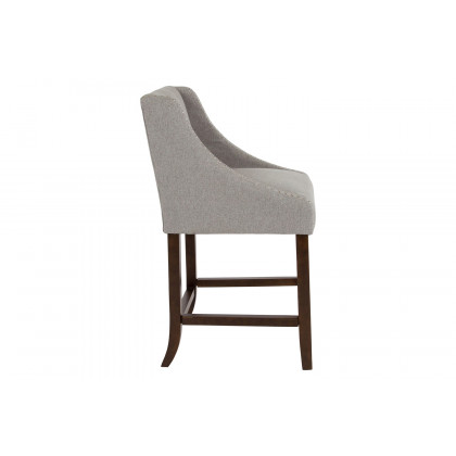 BLNK Carmel Series Fabric Transitional Walnut Counter Height Stool with Nail Trim Set of 2 - Light Gray