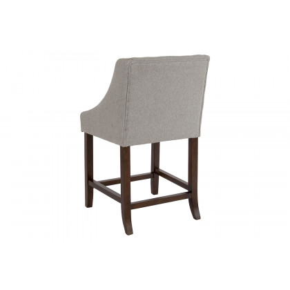 BLNK Carmel Series Fabric Transitional Walnut Counter Height Stool with Nail Trim Set of 2 - Light Gray