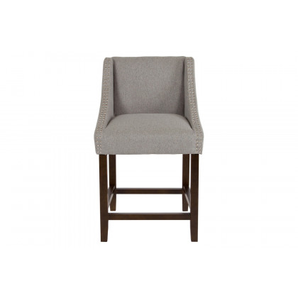 BLNK Carmel Series Fabric Transitional Walnut Counter Height Stool with Nail Trim Set of 2 - Light Gray