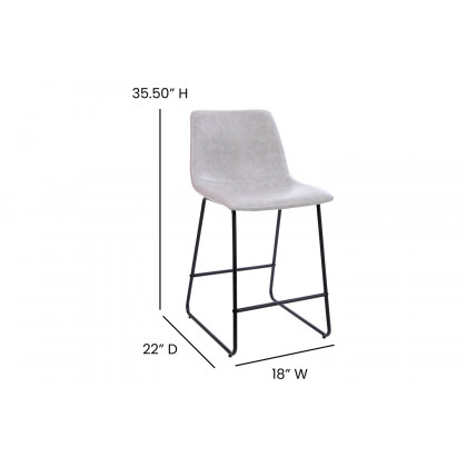 BLNK Reagan Commercial LeatherSoft Counter Height Bar Stools Set of 2 - Light Gray