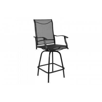 BLNK Valerie All-Weather Swivel Textilene Patio Bar Height Stools with High Back and Armrests Set of 2 - Black