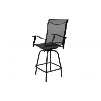 BLNK Valerie All-Weather Swivel Textilene Patio Bar Height Stools with High Back and Armrests Set of 2 - Black