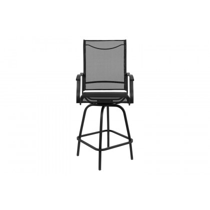 BLNK Valerie All-Weather Swivel Textilene Patio Bar Height Stools with High Back and Armrests Set of 2 - Black