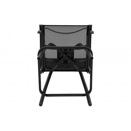 BLNK Valerie All-Weather Swivel Textilene Patio Bar Height Stools with High Back and Armrests Set of 2 - Black